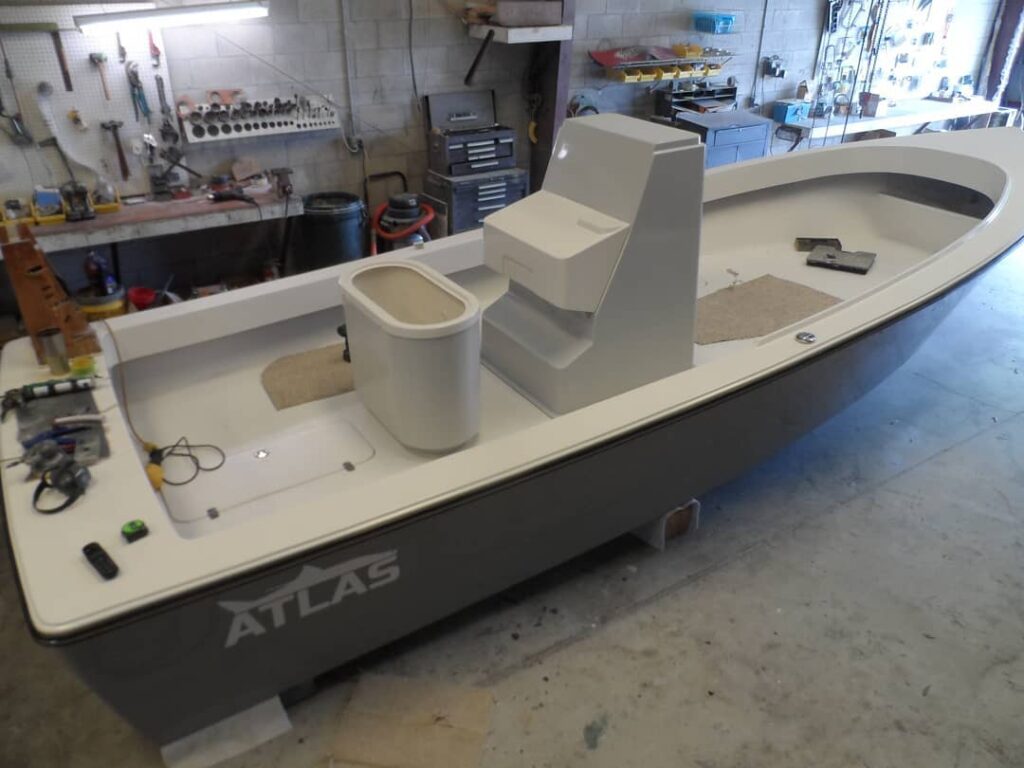 Partially finished custom built Atlas 23F bay boat