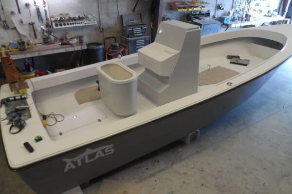 Partially finished custom built Atlas 23F bay boat