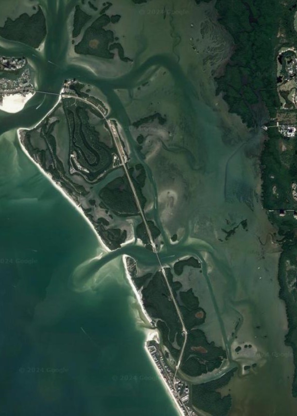 Google Earth satellite image of Estero Bay Florida