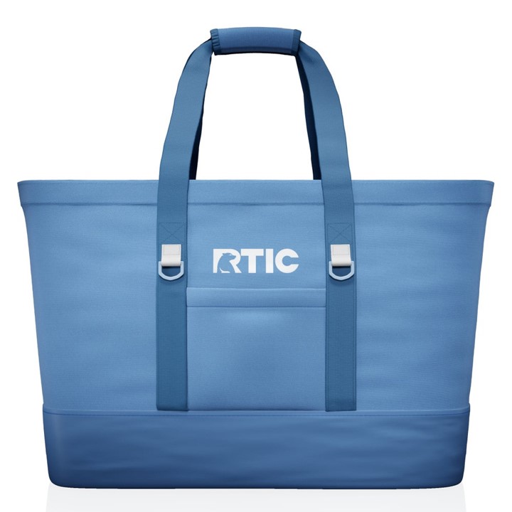 Blue RTIC soft-sided cooler bag