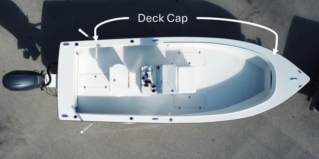 An overhead picture of a boat with the deck cap called out