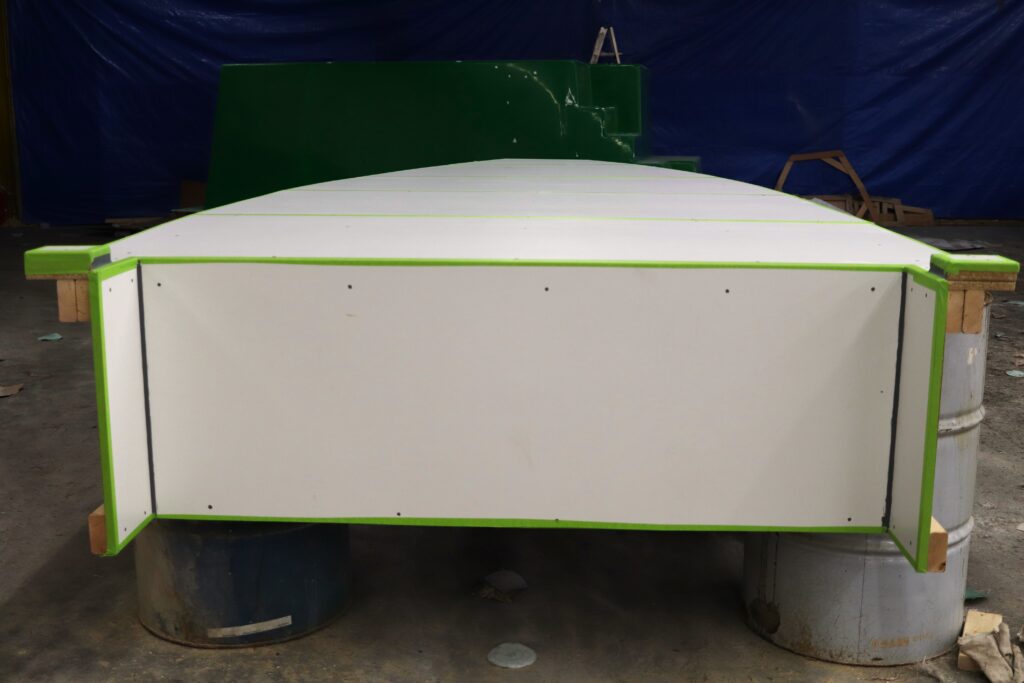 Rear view of a boat deck mold