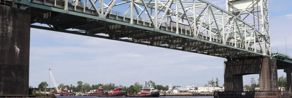 View of a bridge from Dram Tree Park in Wilmington, NC