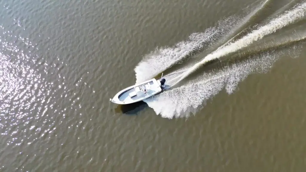 Overhead view of Atlas Boatworks 23F bay boat