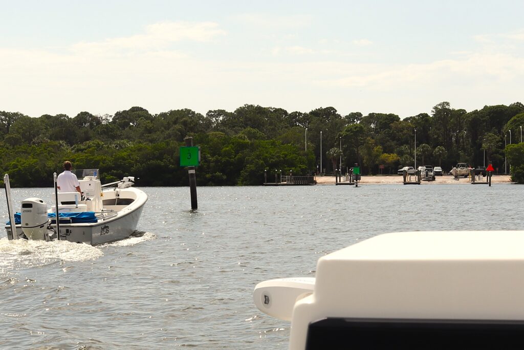 Two Atlas Boatworks 23F's approaching Bay Pines Boat Ramp.