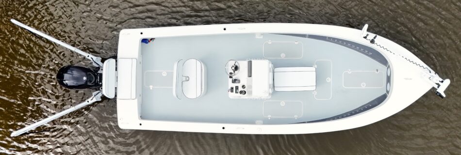 Overhead view of the Atlas Boatworks 23F bay boat