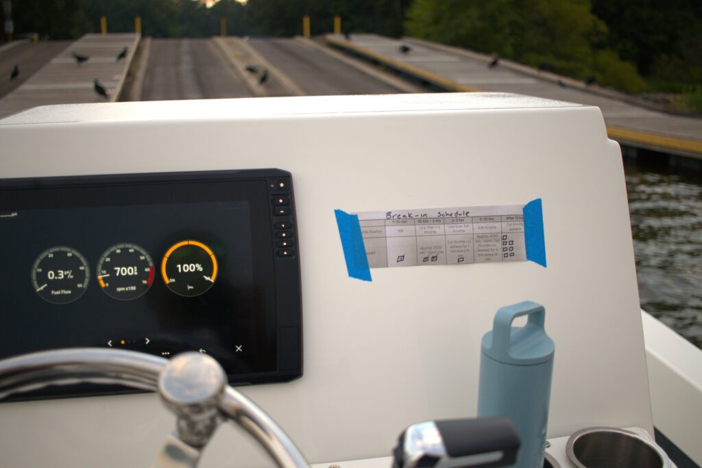 MFD showing gauges on the console of the atlas boatworks 23F bay boat