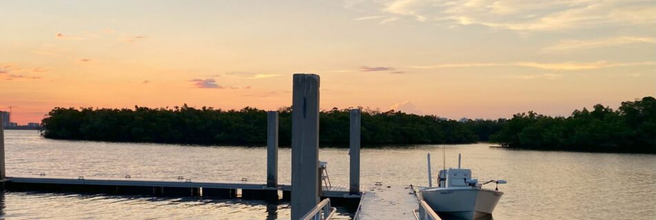 Sunrise overlooking the docks at Lover's Key State Park