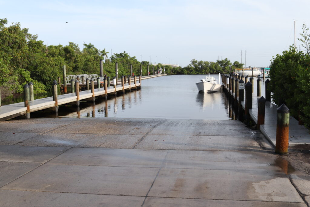 The boat ramp at Laishley Marina in Punta Gorda Florida