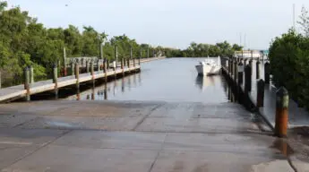 The boat ramp at Laishley Marina in Punta Gorda Florida