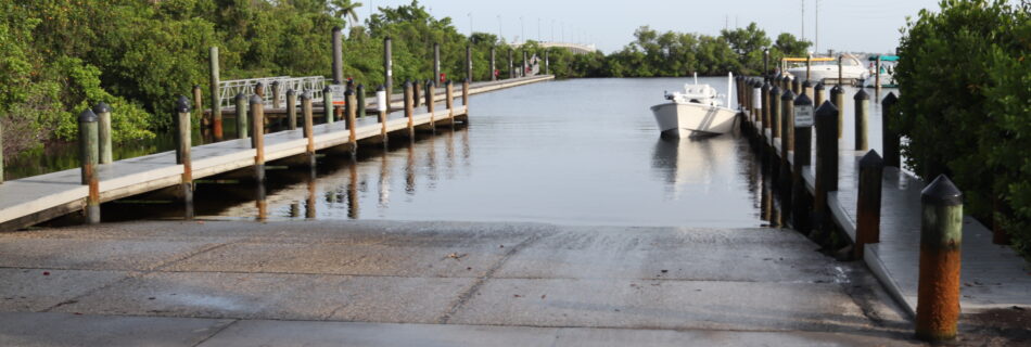 The boat ramp at Laishley Marina in Punta Gorda Florida