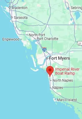 A google map of the Imperial River Boat Ramp in Bonita Springs, Fl.