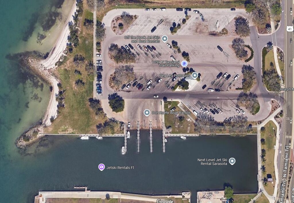 Satellite image of centennial park in Sarasota