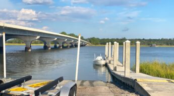 Atlas Boatworks 23F bay boat docked at the Edgar C Glenn Boat Ramp