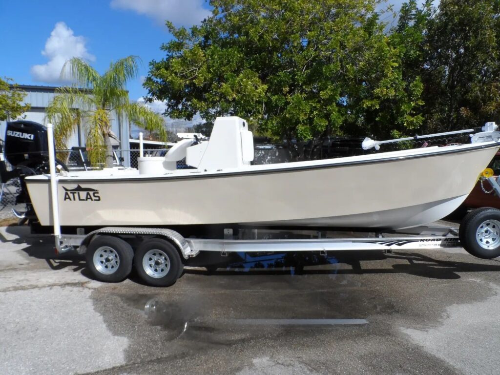 Atlas Boatworks 23F bay boat in Moon Dust