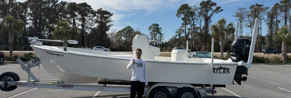 Atlas Boatworks 23F on delivery day to Captain Jack Swedberg